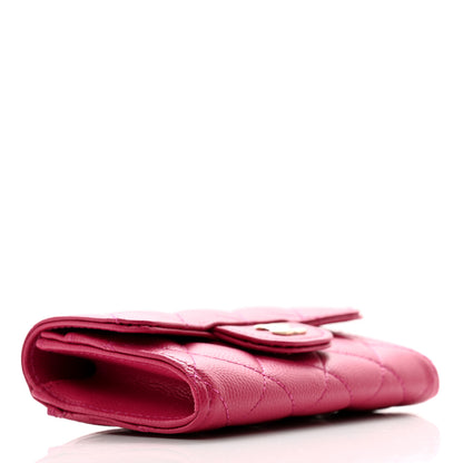 Chanel Caviar Quilted Flap Card Holder Wallet Fuchsia 4 of 9