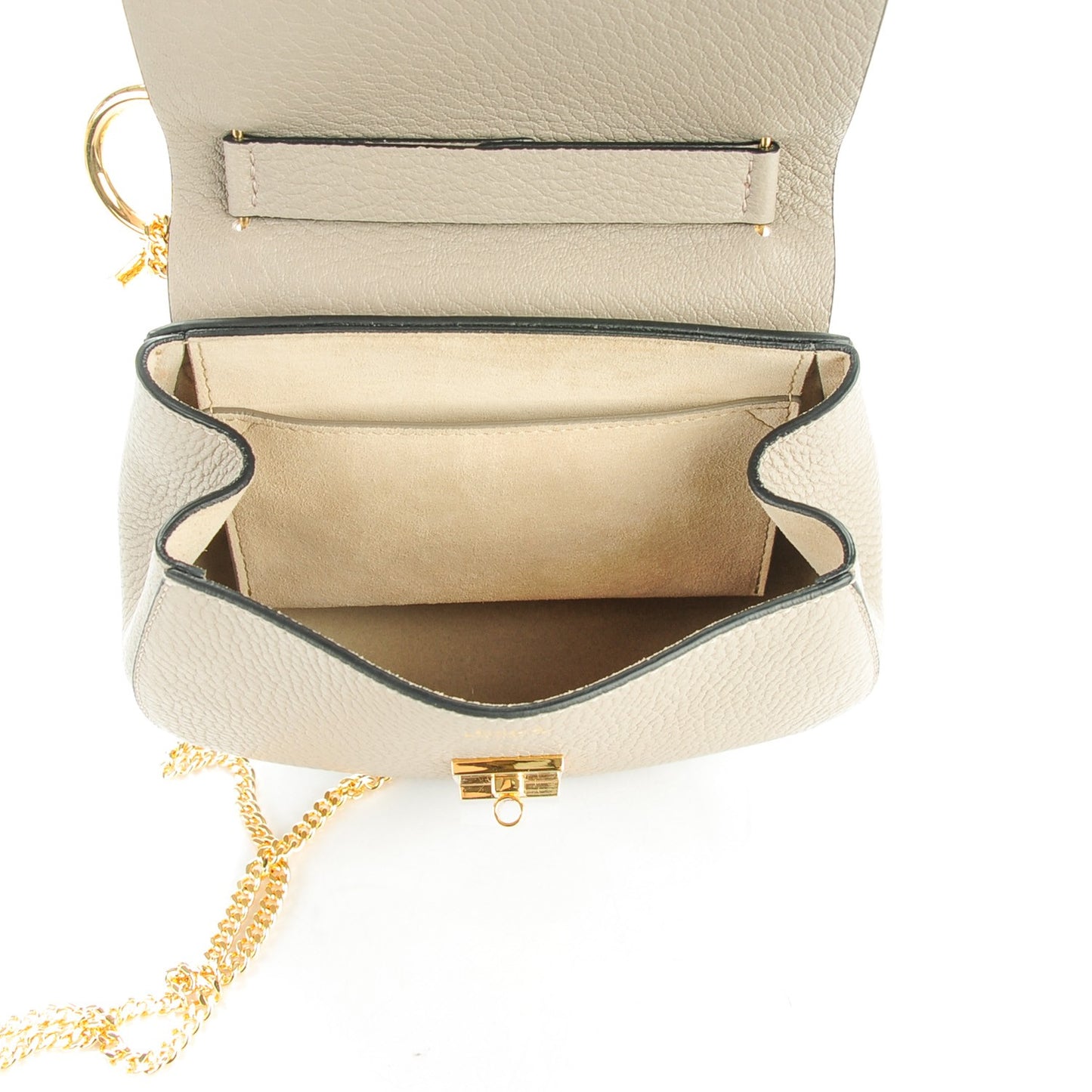 Grained Lambskin Mini Drew Shoulder Bag Motty Grey
