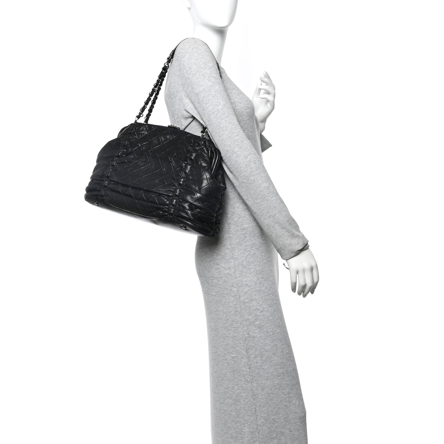 Chanel Lambskin Quilted Sharpei Frame Tote Black 2 of 16