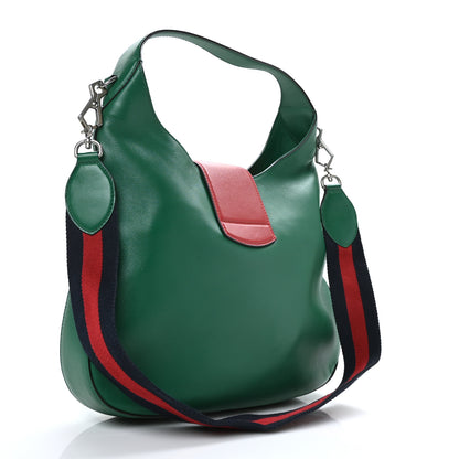Gucci Calfskin Web Stripe Medium Dionysus Hobo Emerald 3 of 10