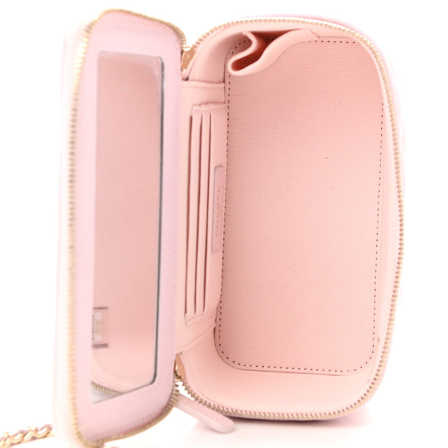 Caviar Quilted Small Tiny CC Vanity Case With Chain Light Pink