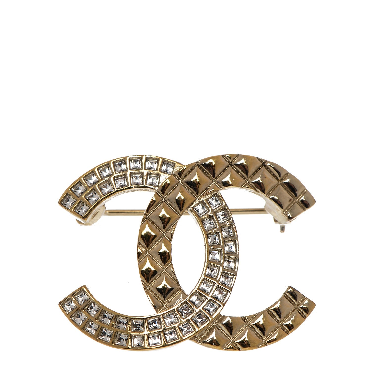 Chanel Crystal CC Brooch Gold 1 of 5