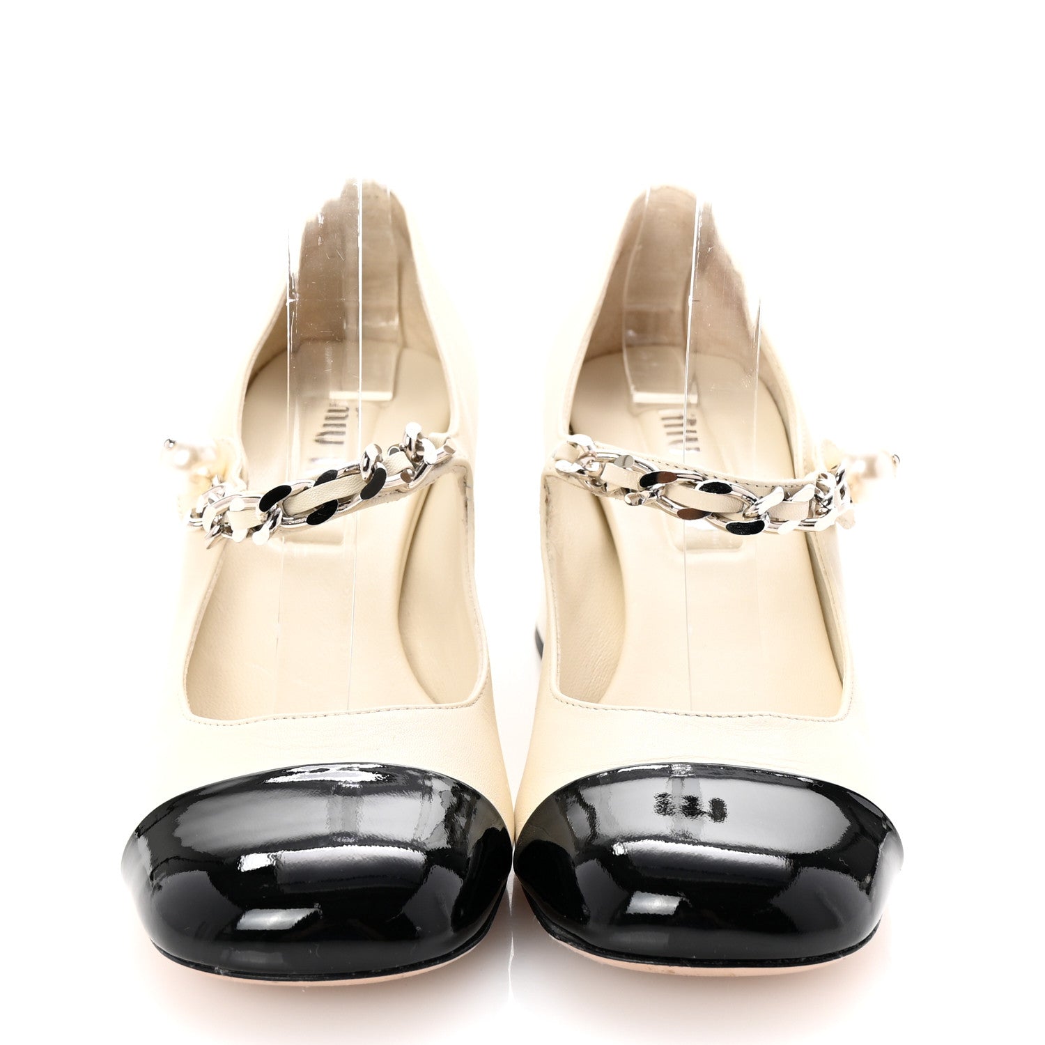 Miu Miu Patent Colorblock May Jane Pumps 38 Black White 1682057