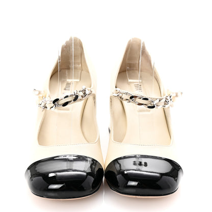 Miu Miu Patent Colorblock May Jane Pumps 38 Black White 3 of 8