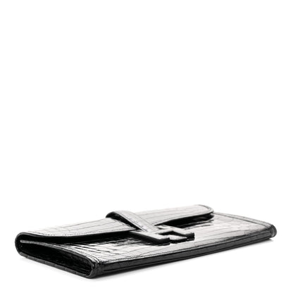 Hermes Shiny Niloticus Crocodile Jige Elan 29 Clutch Black 4 of 9