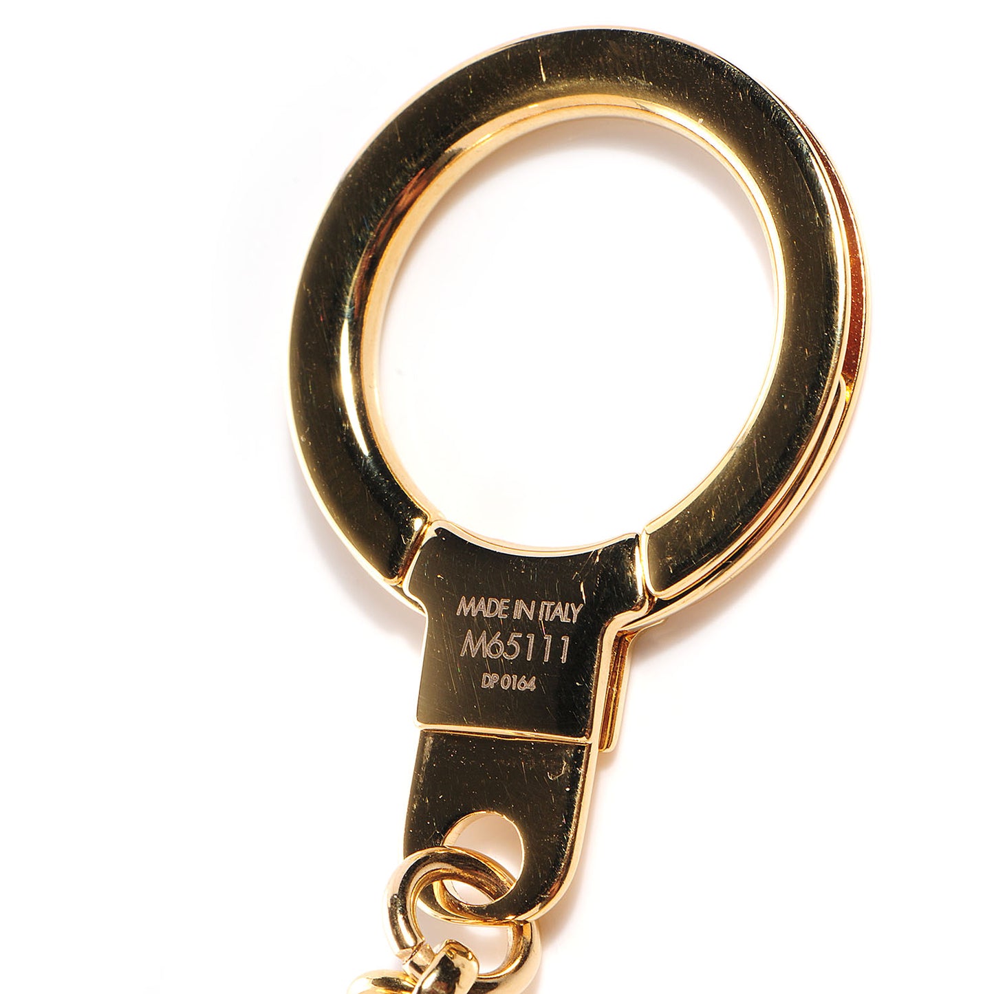 Brass Enamel Fleur De Monogram Bag Charm Chain Gold