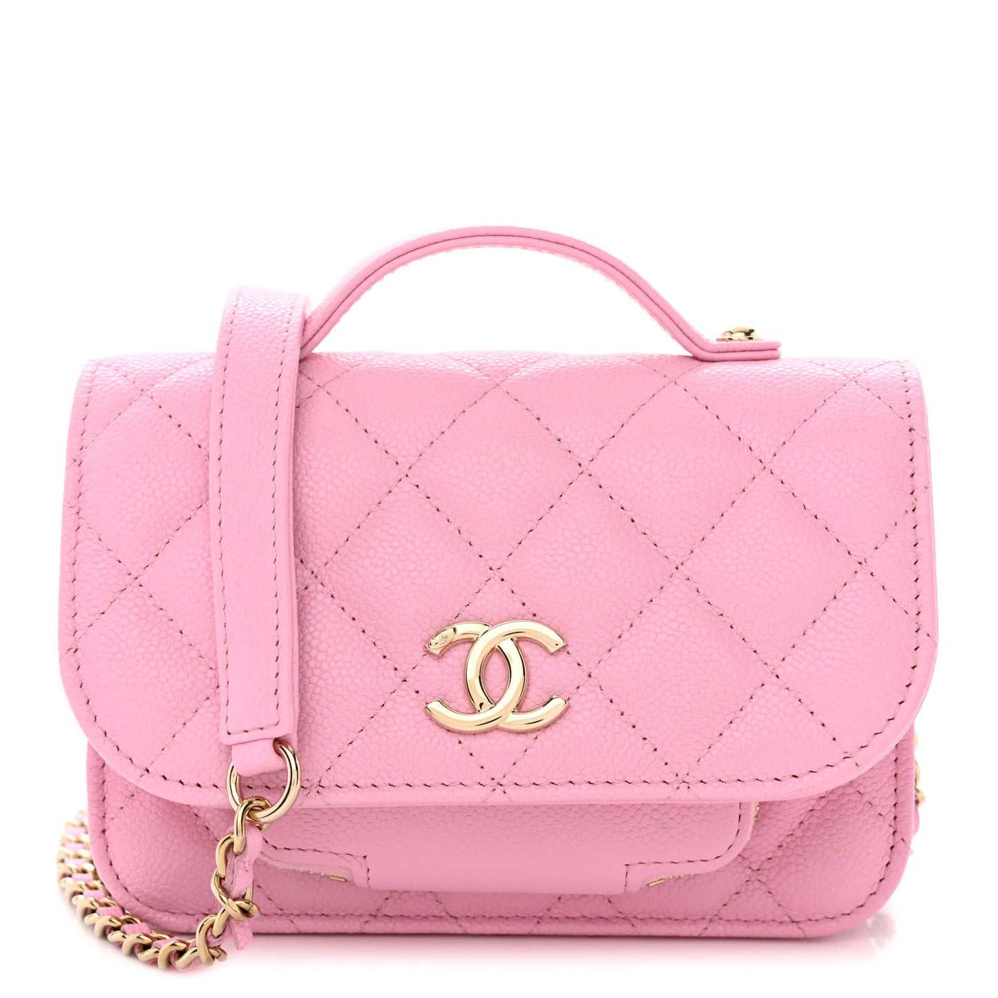 Caviar Quilted Business Affinity Clutch With Chain Flap Lilac