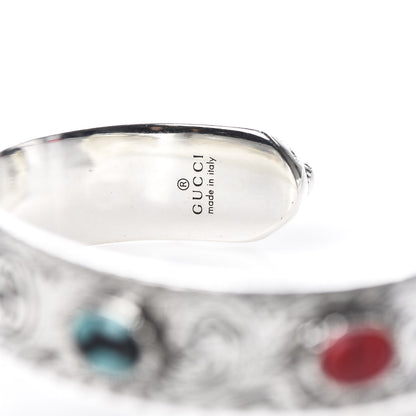 Gucci Sterling Silver Resin Le Marche Des Merveilles Tiger Cuff Bracelet Turquoise Red 5 of 5