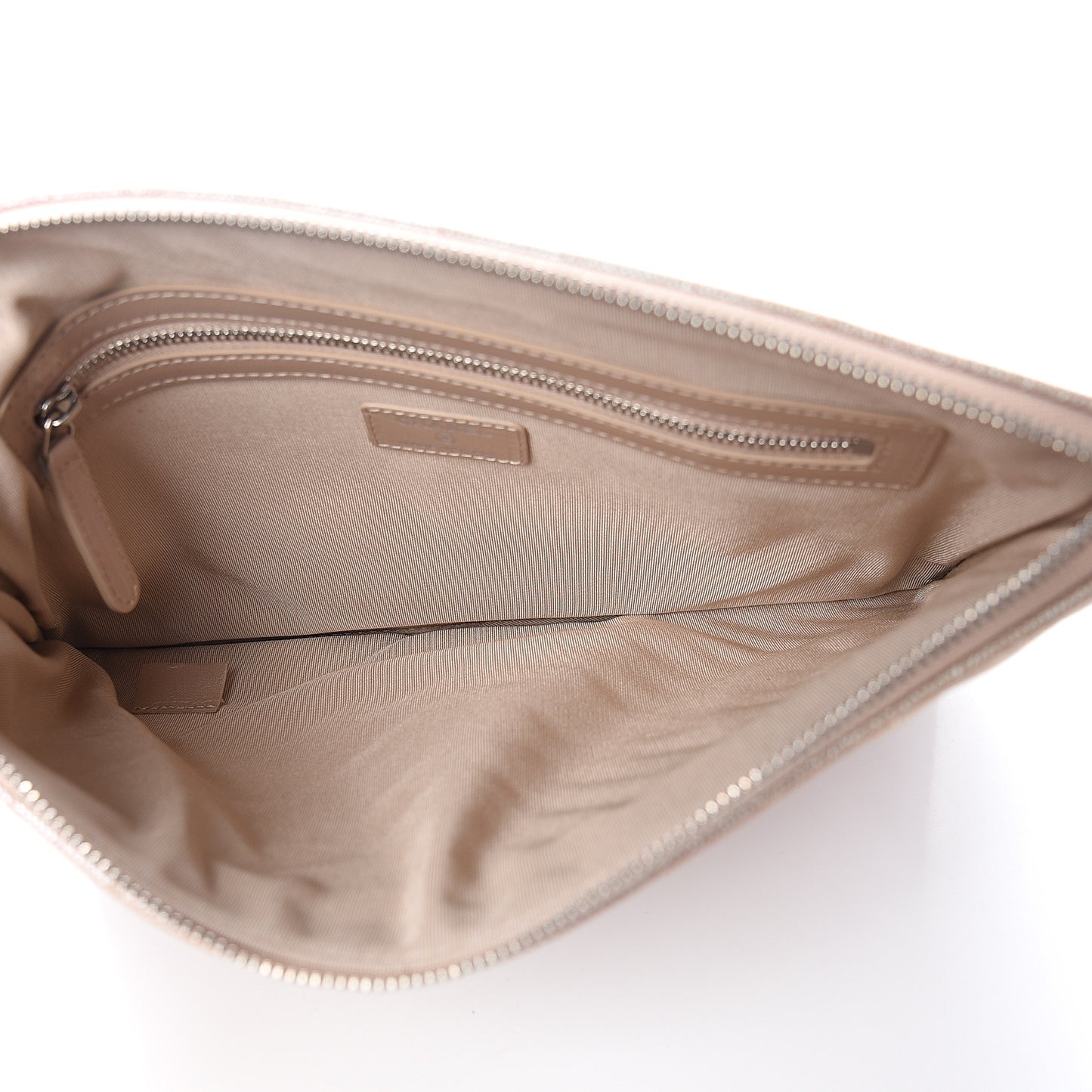 Iridescent Caviar Chevron Quilted Medium Cosmetic Case Light Gold