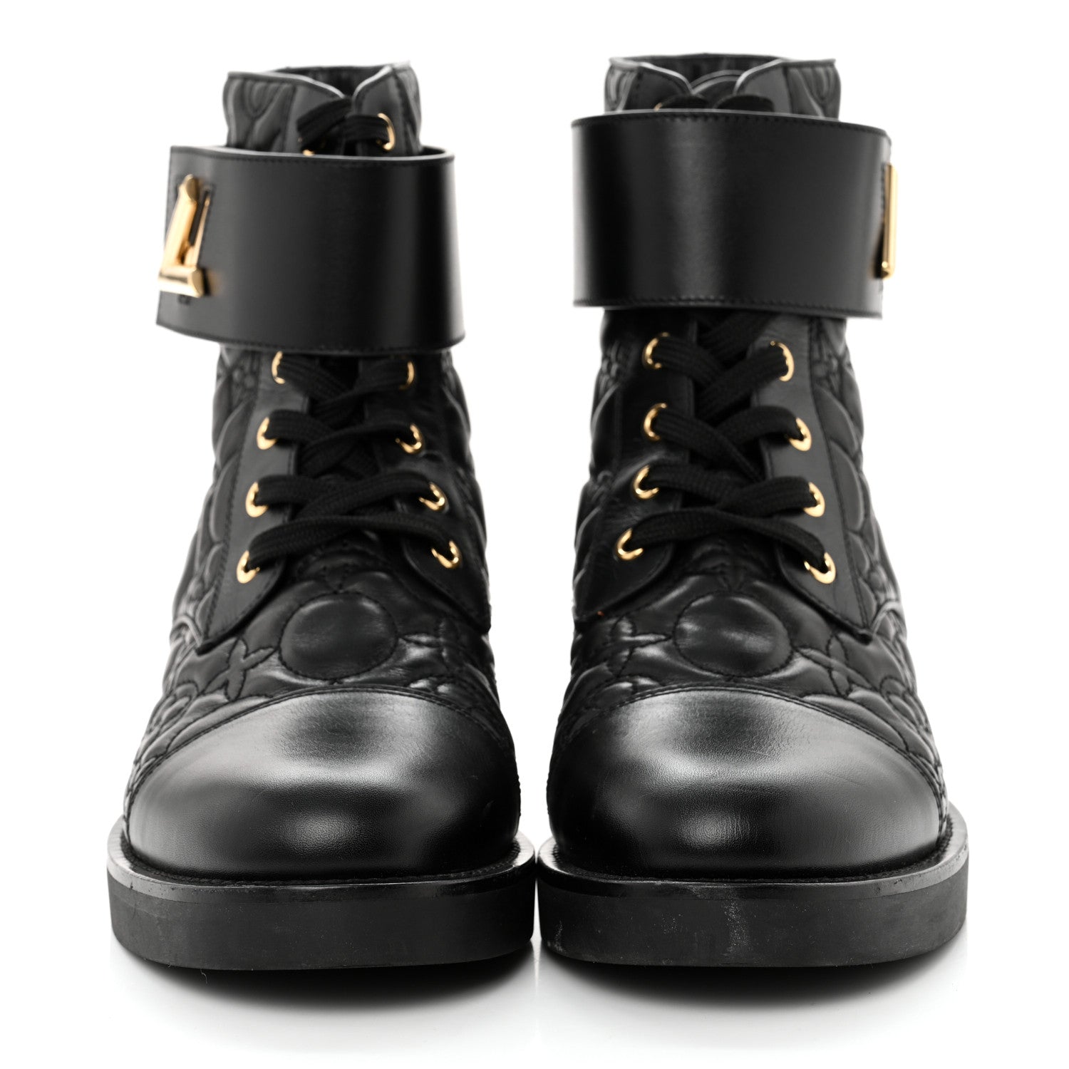 Louis Vuitton Calfskin Embossed Wonderland Ranger Boots 37 Black 2 of 9