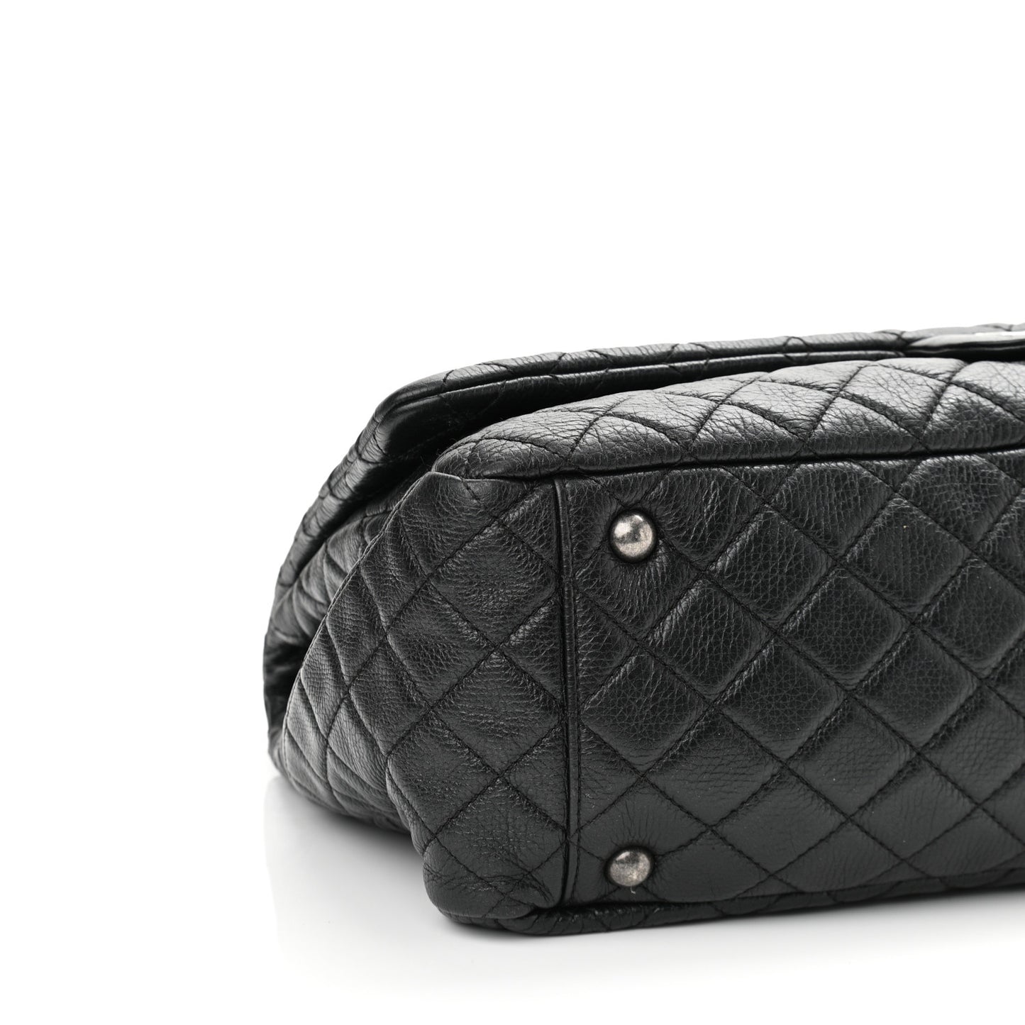 Calfskin Quilted XXL Travel Flap Bag Black