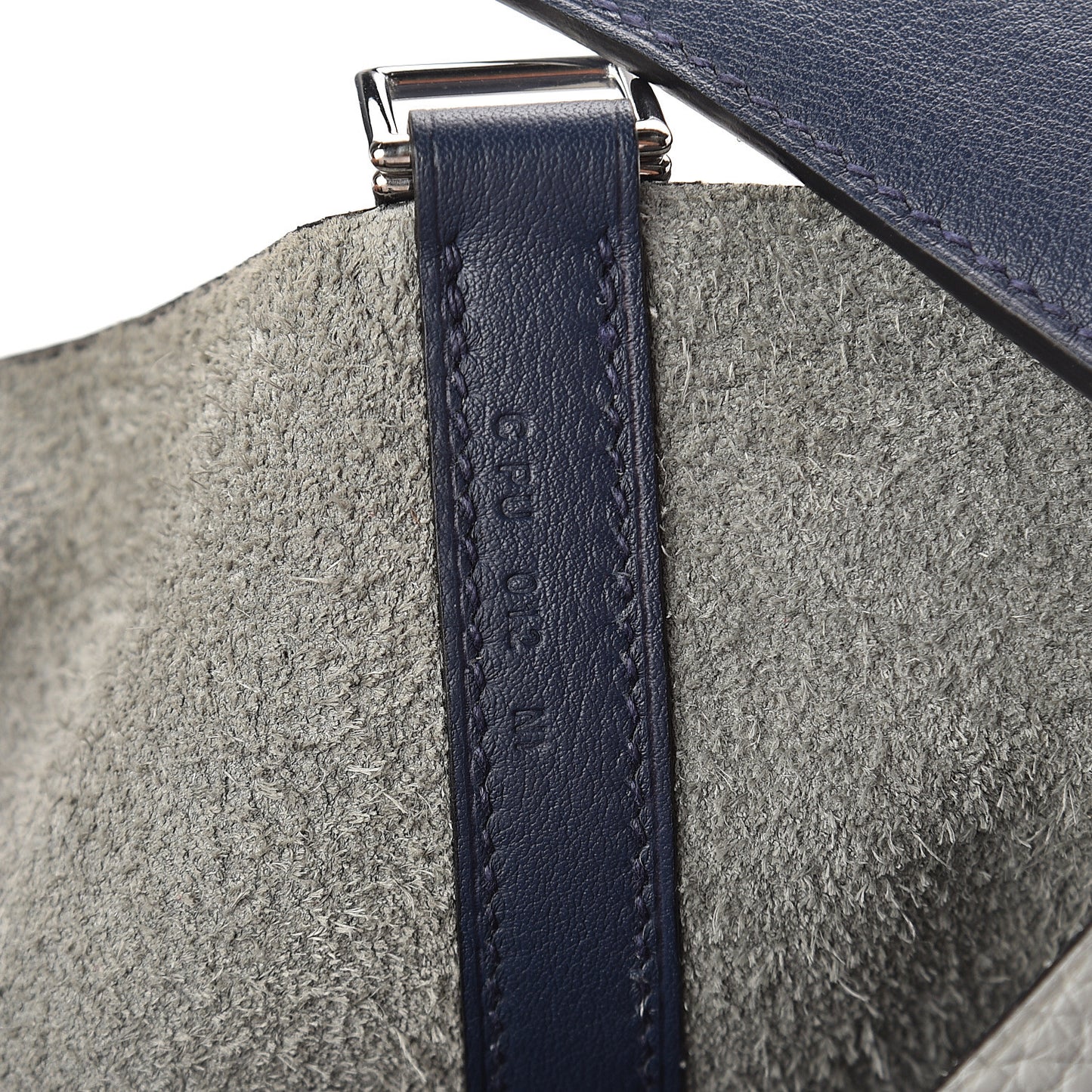 Taurillon Clemence Swift Picotin Lock 22 MM Gris Perle Bleu Saphir