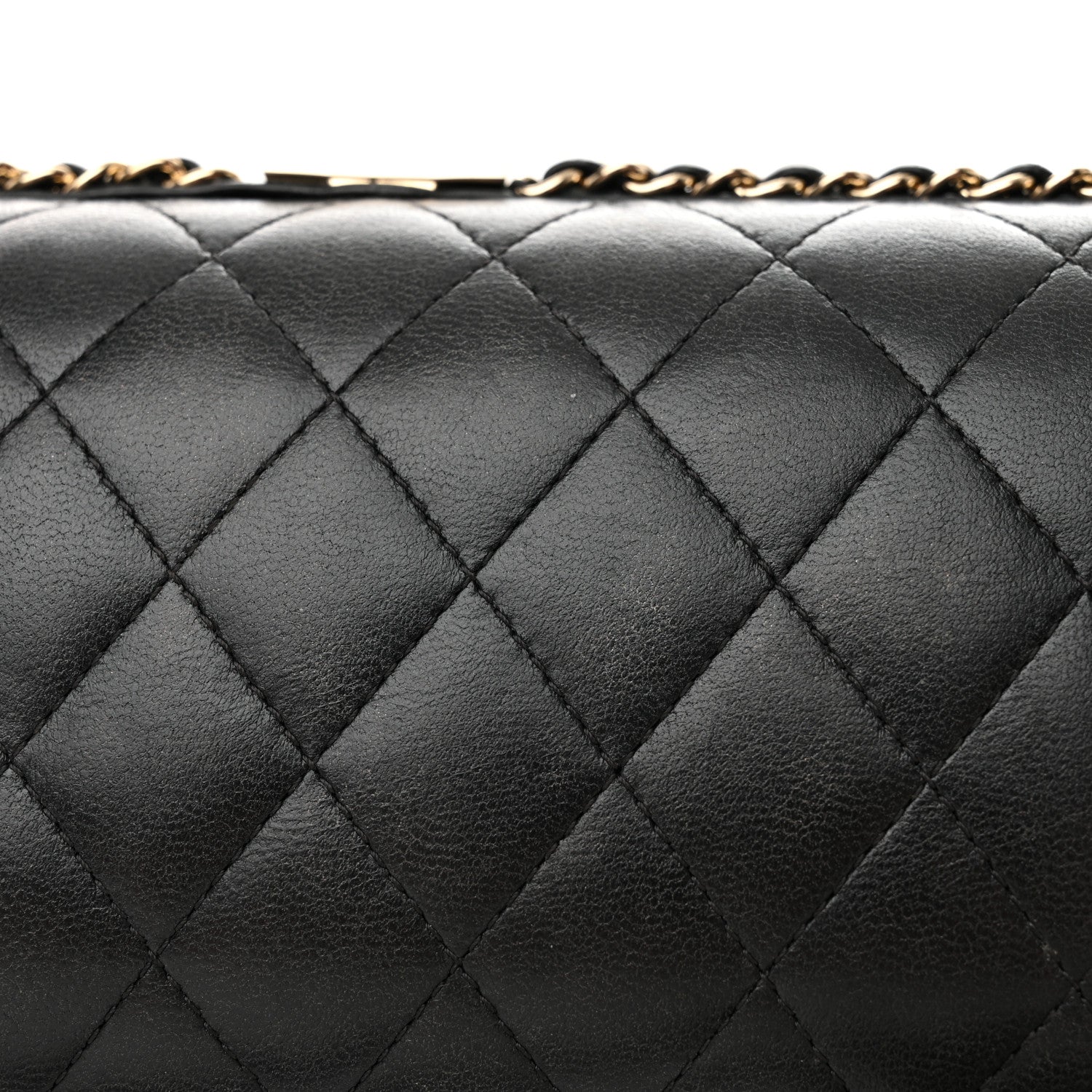 Chanel Lambskin Quilted Pearl Crystal Chain Around Clutch Black 18 of 20