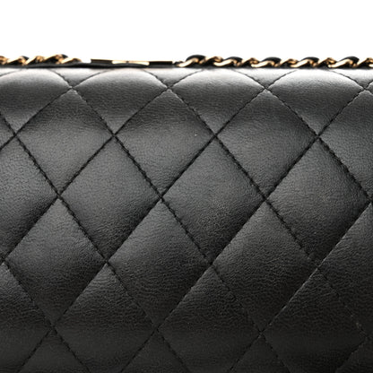 Chanel Lambskin Quilted Pearl Crystal Chain Around Clutch Black 18 of 20