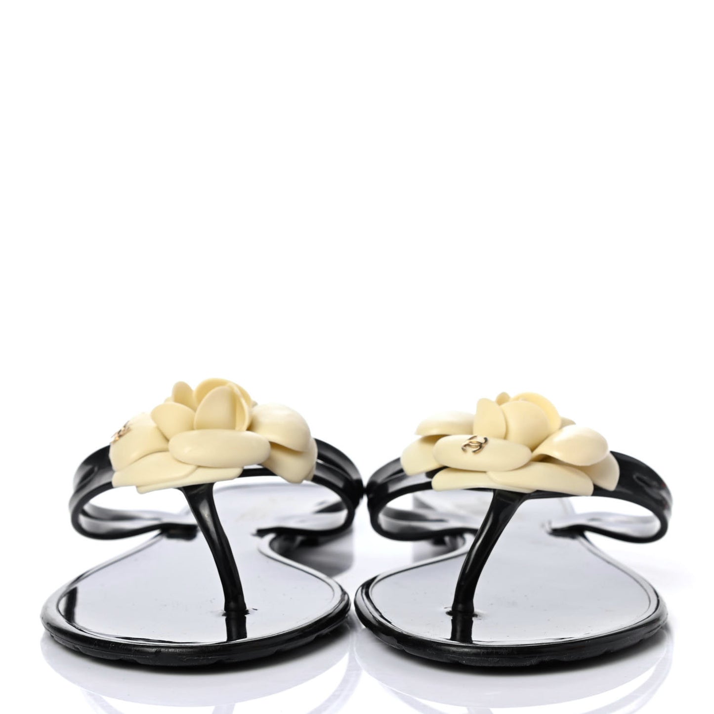 Jelly Quilted Camellia Thong Sandals 38 White Black
