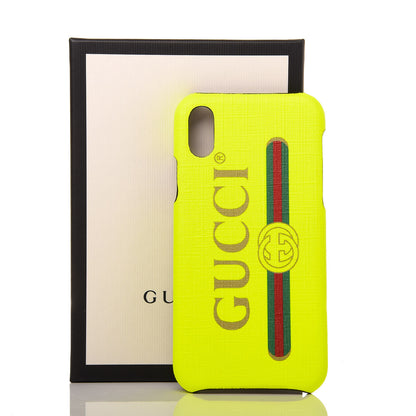 Gucci Rubber Print iPhone Xs Case Yellow Fluo Green 6 of 6
