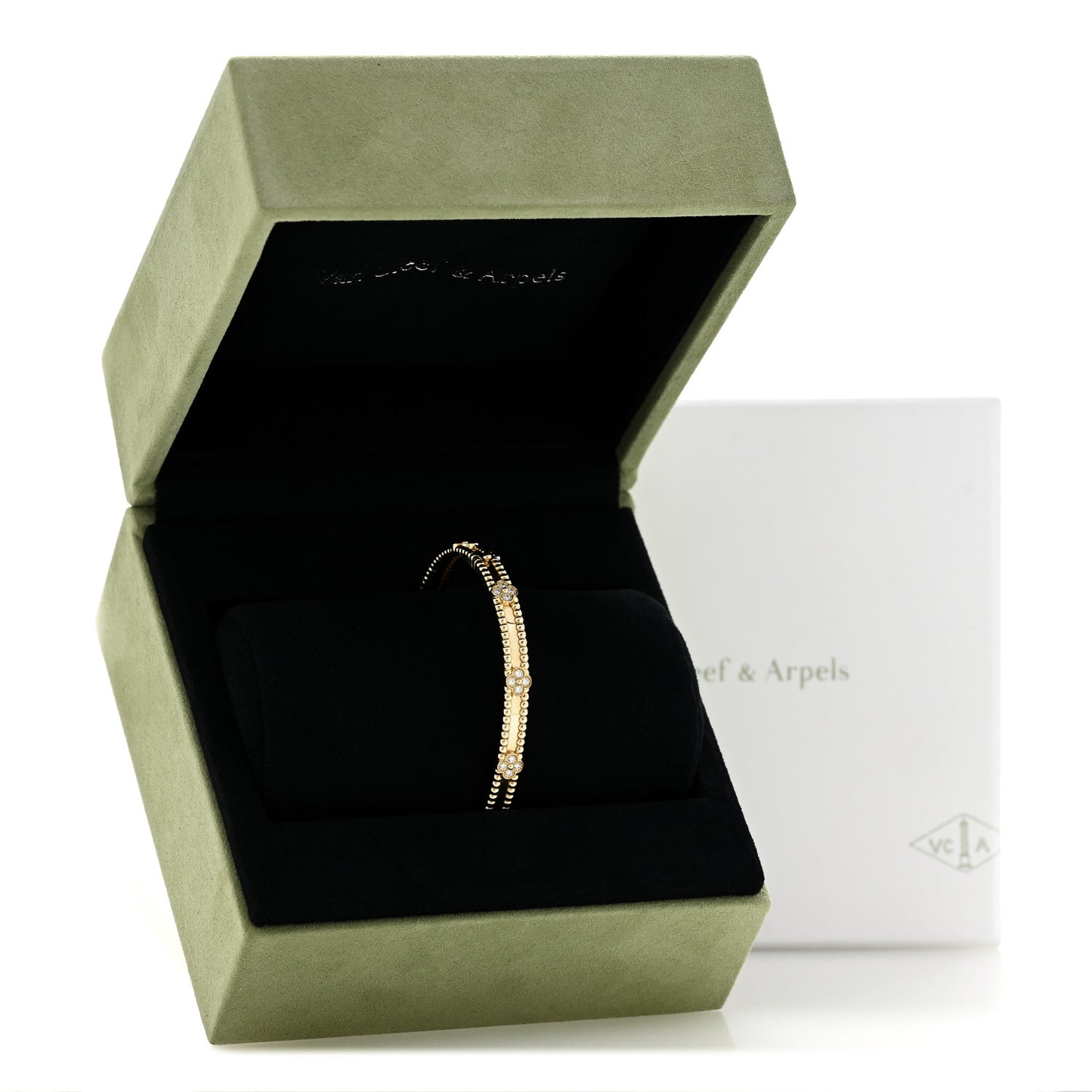 18K Yellow Gold Diamond Perlee Sweet Clovers Bracelet XL