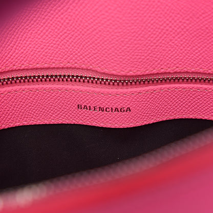 Balenciaga Signature Grained Calfskin Logo S Ville Top Handle Bag Acid Pink Black 6 of 9