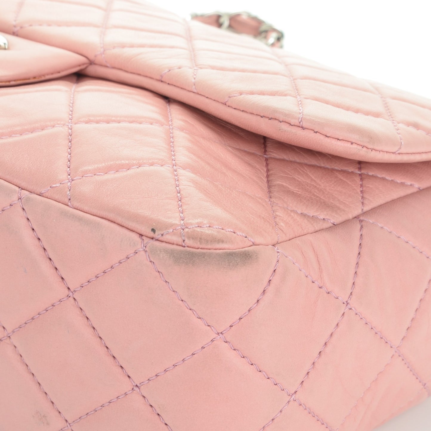 Lambskin Quilted Jumbo Single Flap Light Pink