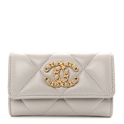 Chanel Lambskin Quilted Chanel 19 Flap Card Holder Grey 1 of 8