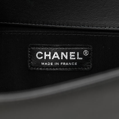 Chanel Lambskin Iridescent PVC Chevron Quilted Medium Boy Flap Black Silver 6 of 11