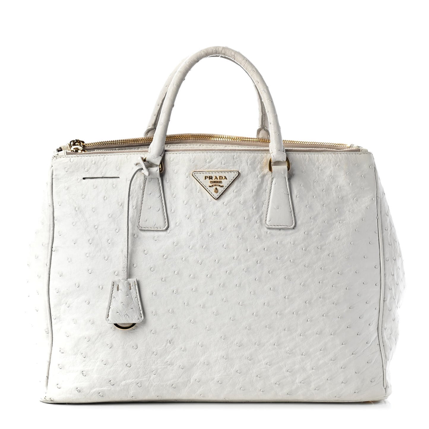 Ostrich Large Galleria Double Zip Tote White