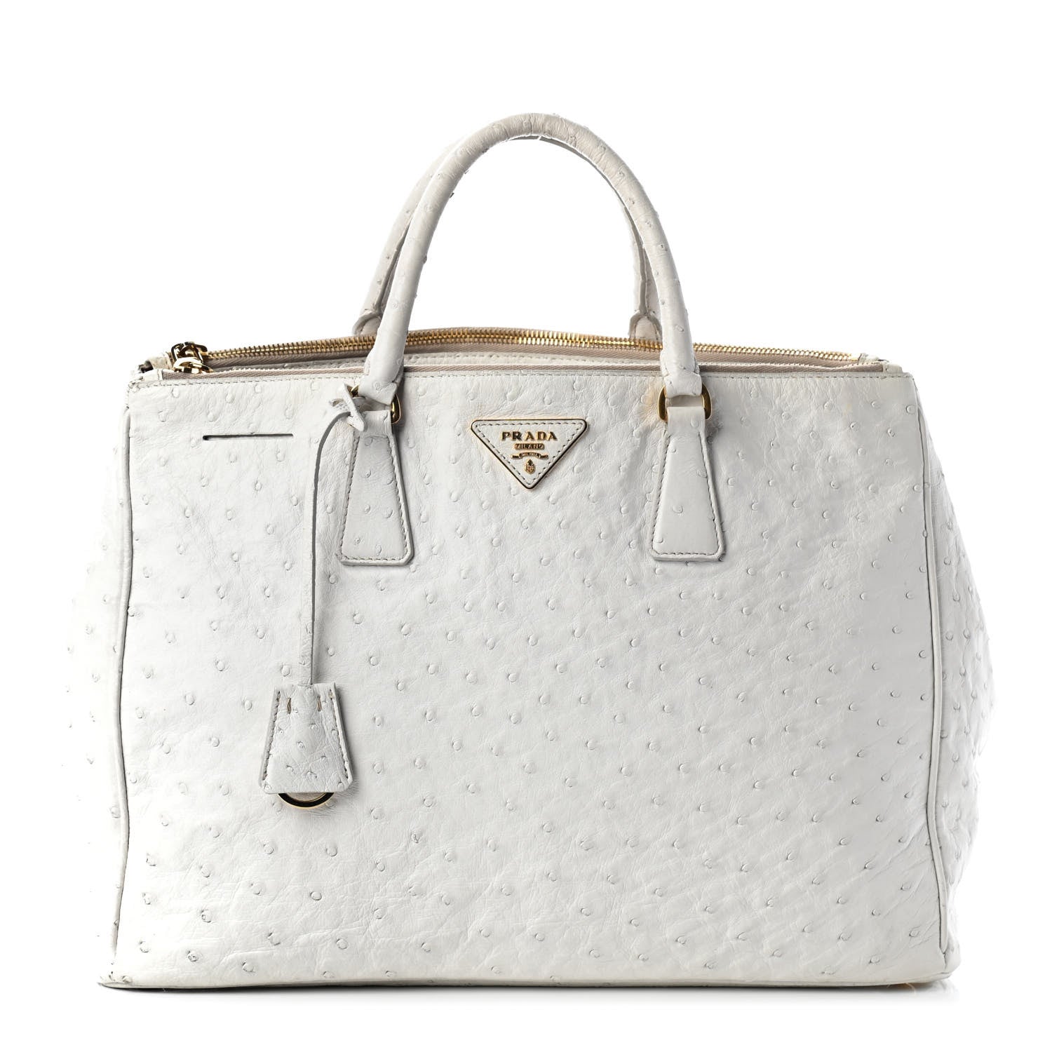 Prada Ostrich Large Galleria Double Zip Tote White 1 of 10
