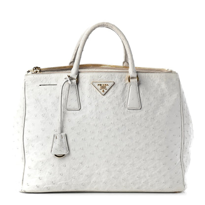 Prada Ostrich Large Galleria Double Zip Tote White 1 of 10