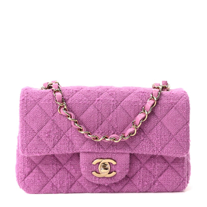 Chanel Tweed Quilted Mini Rectangular Flap Purple 1 of 10