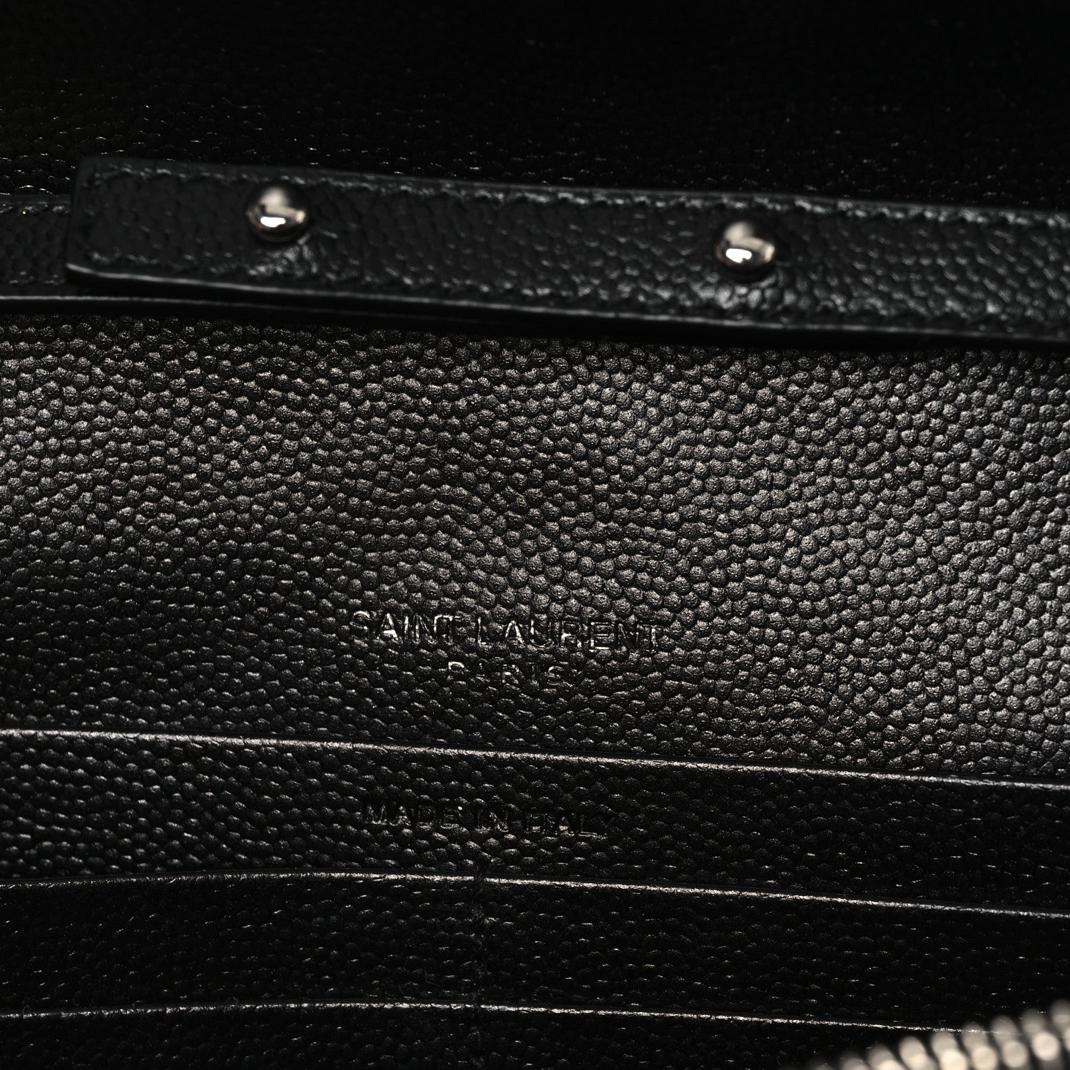 Saint Laurent Grain De Poudre Matelasse Chevron Monogram Chain Wallet Black 6 of 12