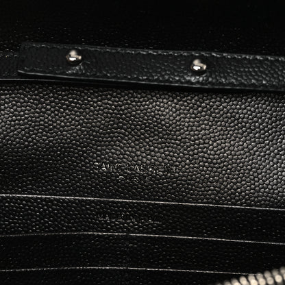 Saint Laurent Grain De Poudre Matelasse Chevron Monogram Chain Wallet Black 6 of 12