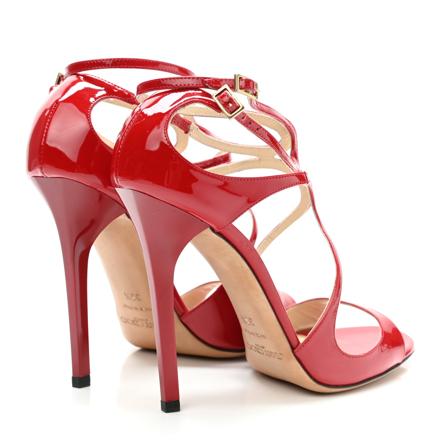 Patent Calfskin Lance Sandals 39.5 Red