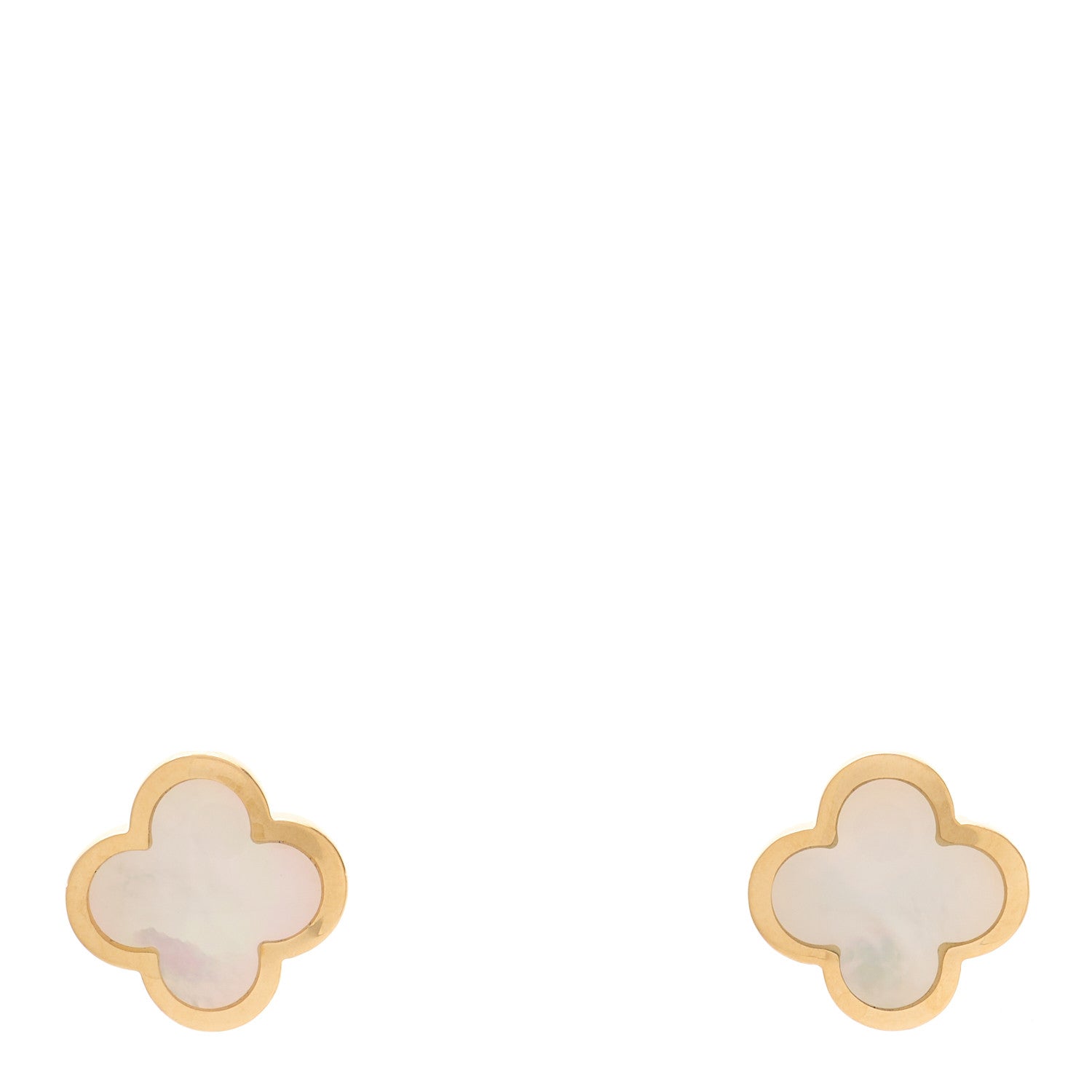 Van Cleef & Arpels 18K Yellow Gold Mother of Pearl Pure Alhambra Earrings 1 of 5