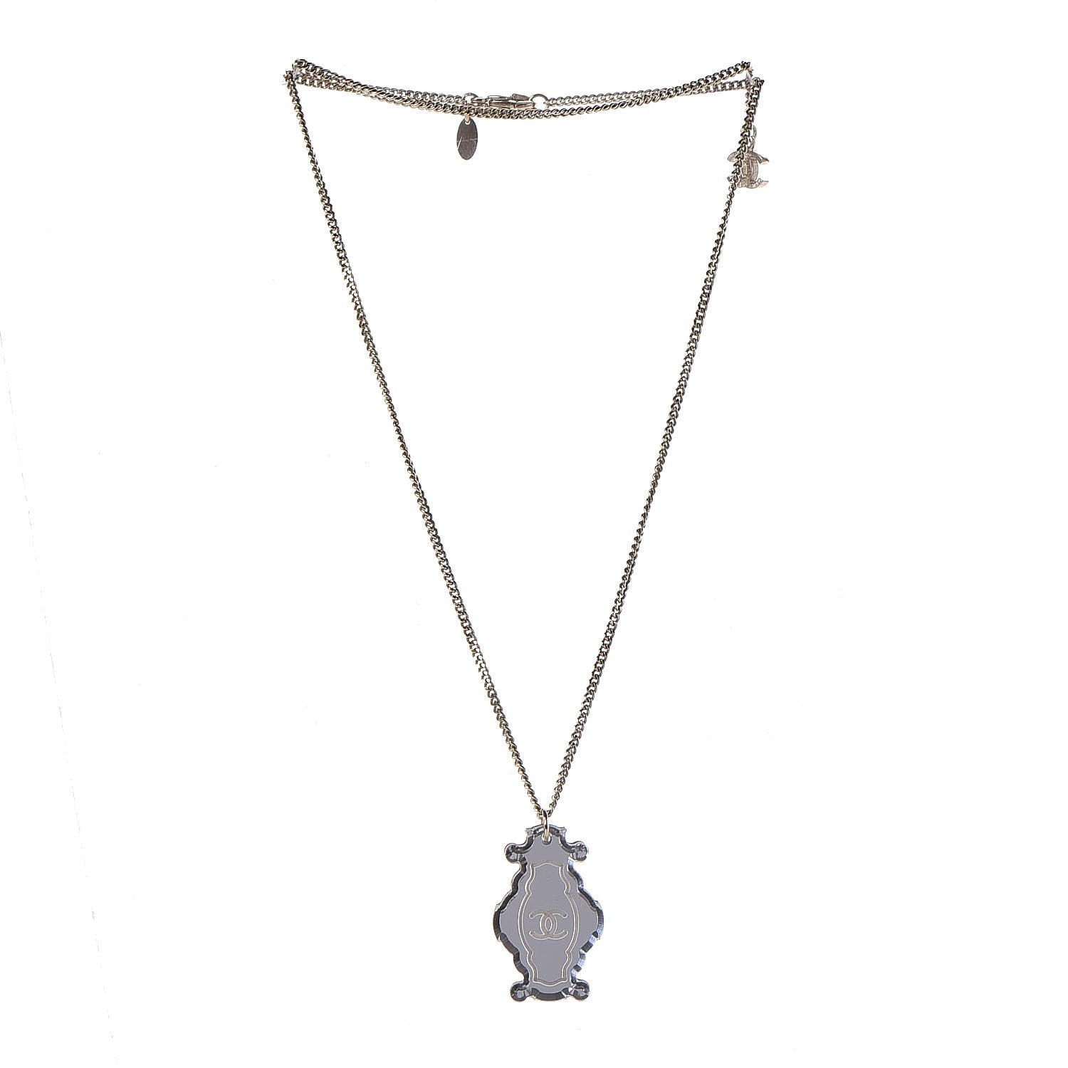 Chanel Mirror CC Pendant Necklace Gold 3 of 6