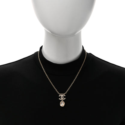 Chanel Crystal Pearl CC Necklace Pearly White Gold 2 of 5