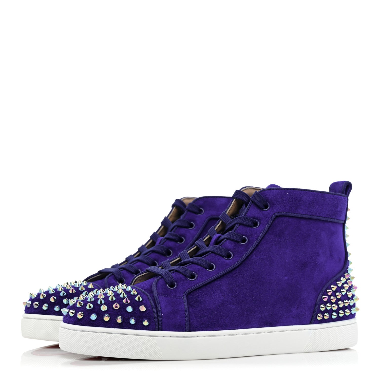 Christian Louboutin Suede Mens Louis Spikes Flat Sneakers 42.5 Royal Blue 3 of 9