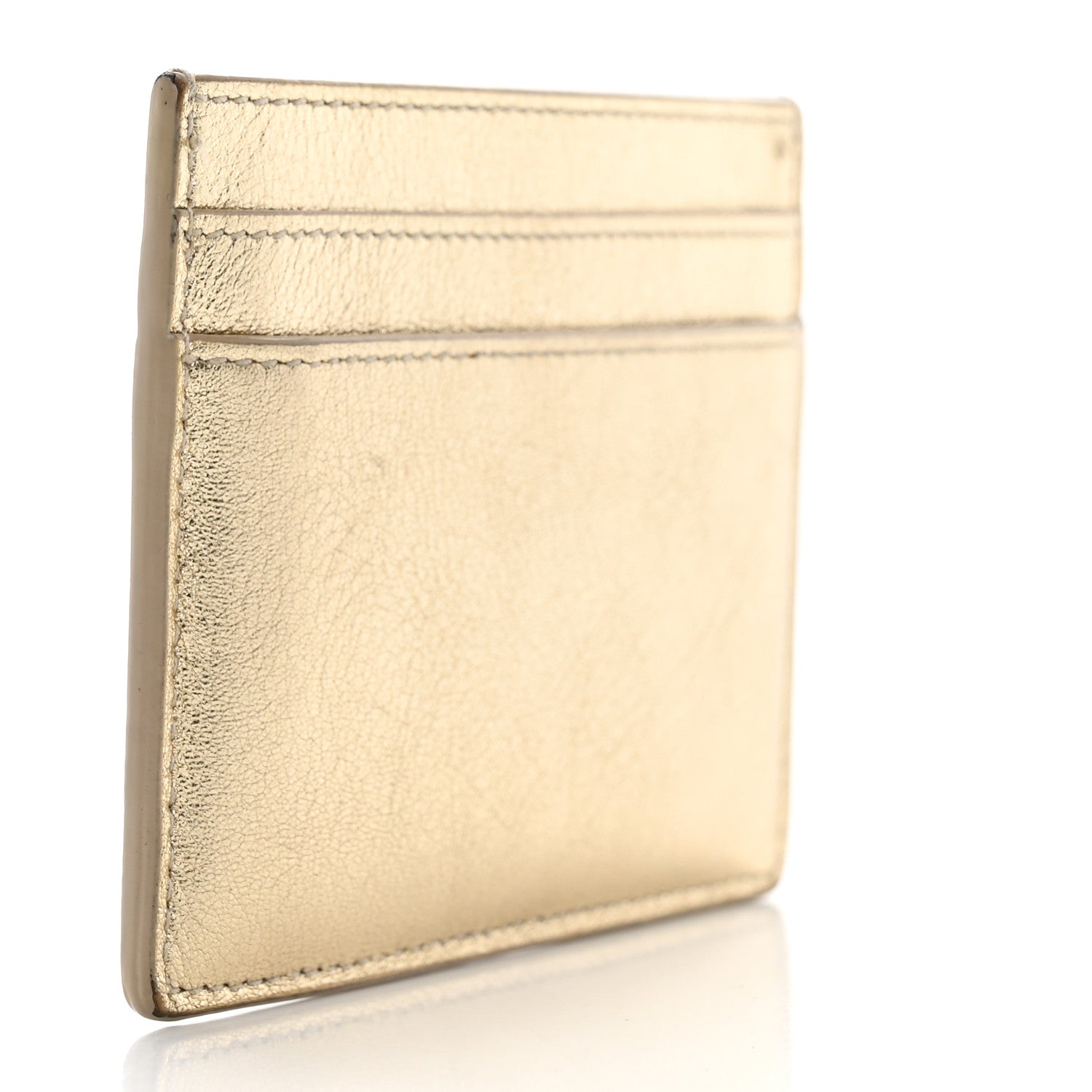 Saint Laurent Metallic Calfskin Monogram Credit Card Case Gold 3 of 10