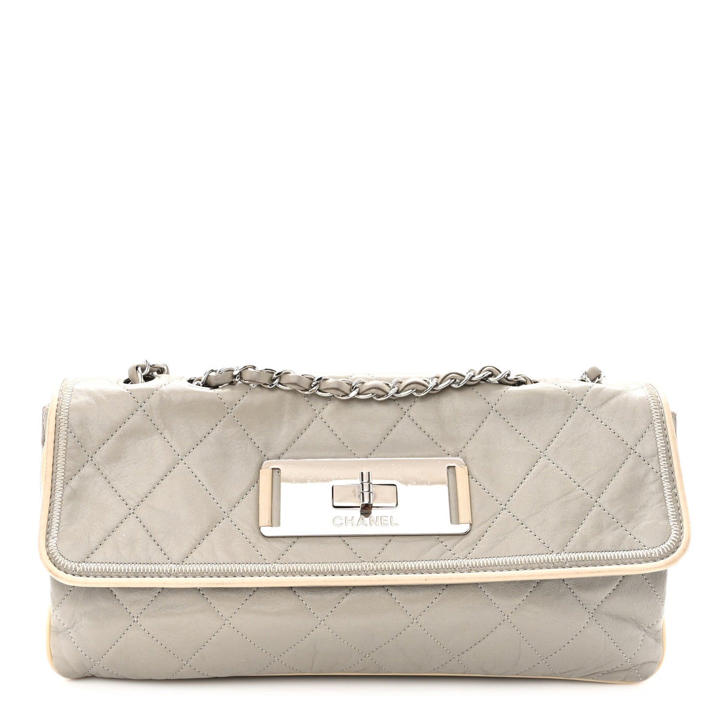 Lambskin East West Mademoiselle Flap Grey