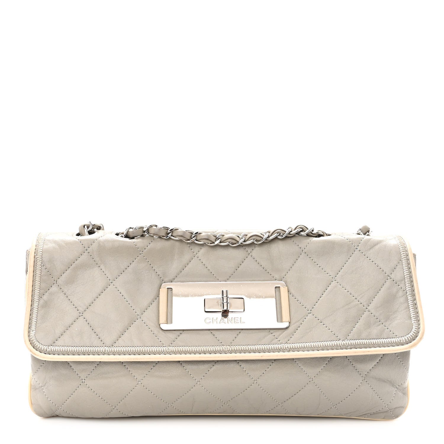 Chanel Lambskin East West Mademoiselle Flap Grey 1 of 10