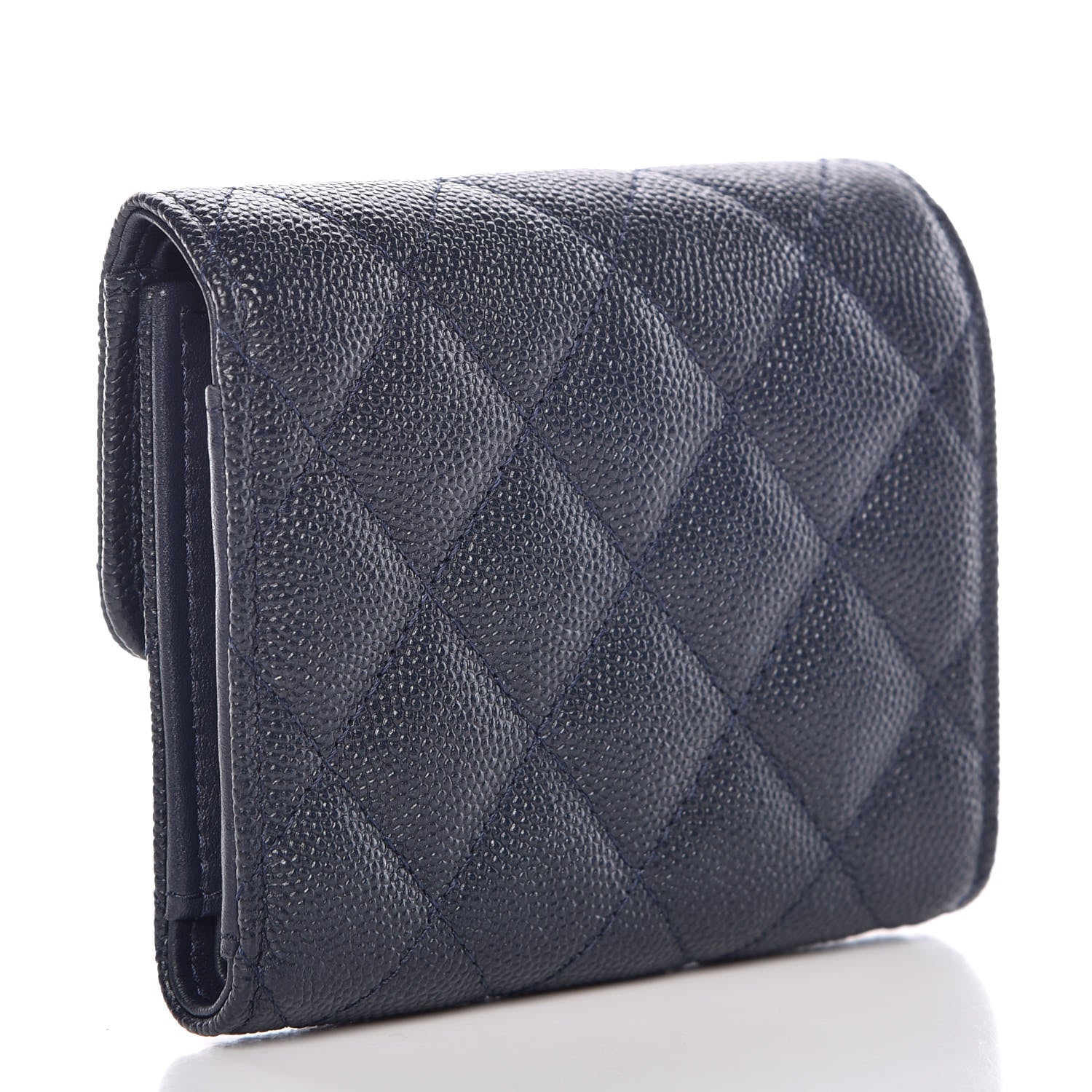 Chanel Caviar Quilted Compact Flap Wallet Navy 3 of 9