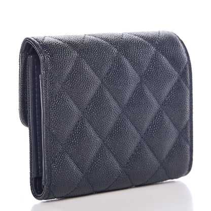 Chanel Caviar Quilted Compact Flap Wallet Navy 3 of 9
