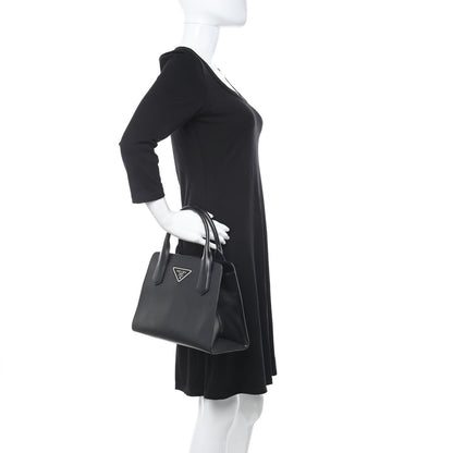 Prada Saffiano Calfskin Top Handle Tote Black 3 of 12