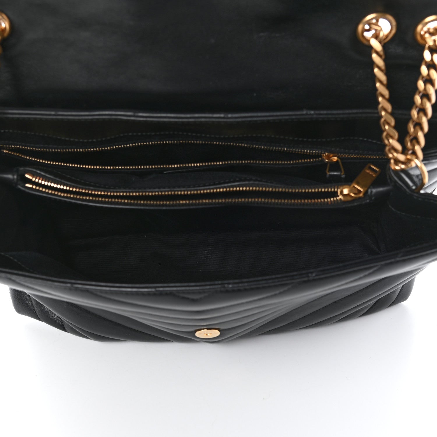 Saint Laurent Calfskin Y Quilted Monogram Large Loulou Chain Satchel Black 5 of 9
