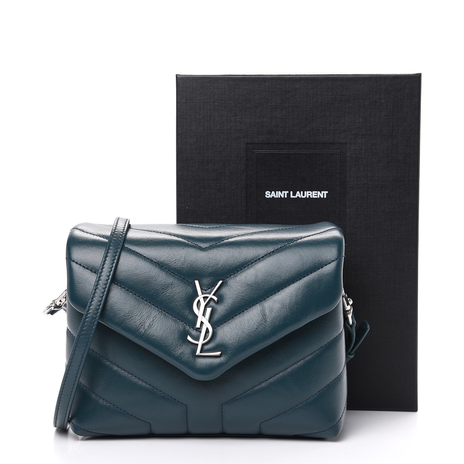 Saint Laurent Calfskin Y Quilted Monogram Toy Loulou Satchel Dark Green 10 of 10