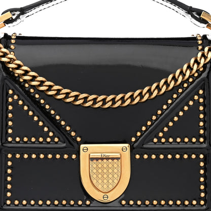 Christian Dior Patent Studded Diorama Flap Bag Black 9 of 14