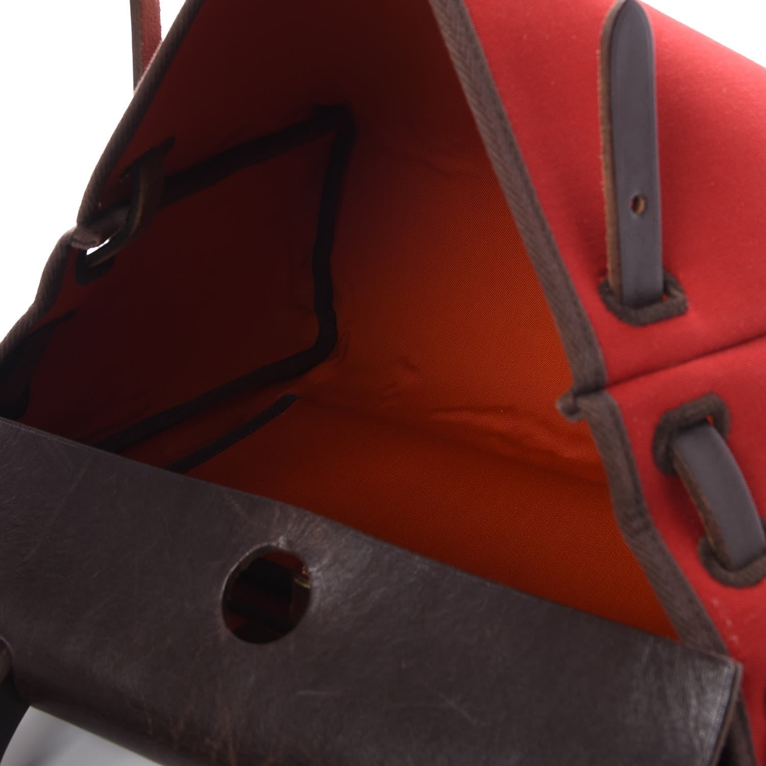 Hermes Toile Vache Calfskin Herbag 30 PM Orange Red 7 of 8