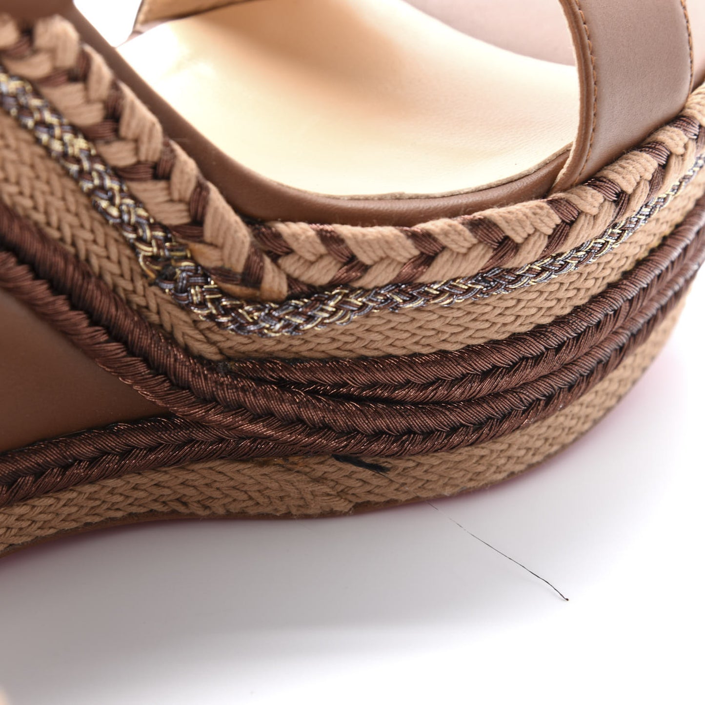 Calfskin New Duplice 120 Wedge Sandals 38 Cognac