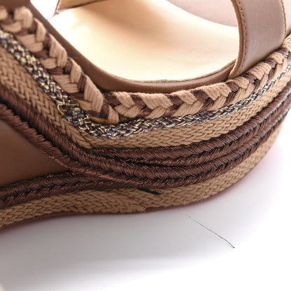 Christian Louboutin Calfskin New Duplice 120 Wedge Sandals 38 Cognac 9 of 10