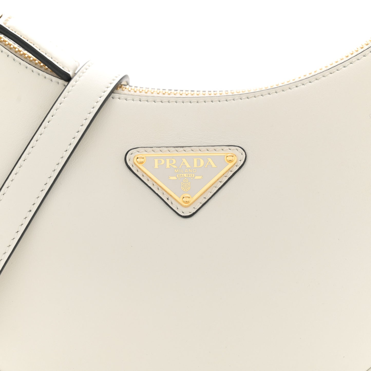 Soft Calfskin Arque Shoulder Bag White