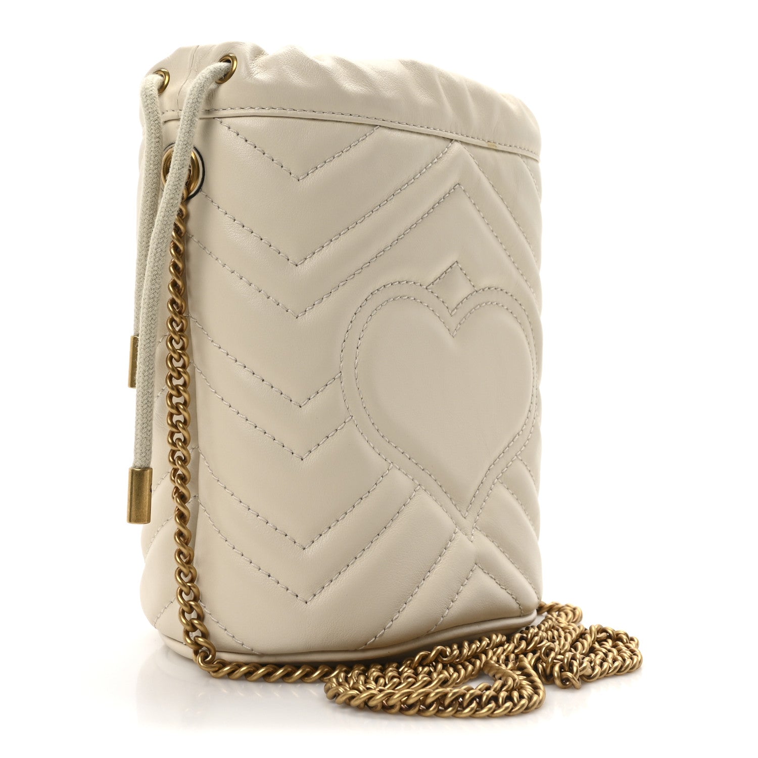 Gucci Calfskin Matelasse Mini GG Marmont 2.0 Bucket Bag White 3 of 10